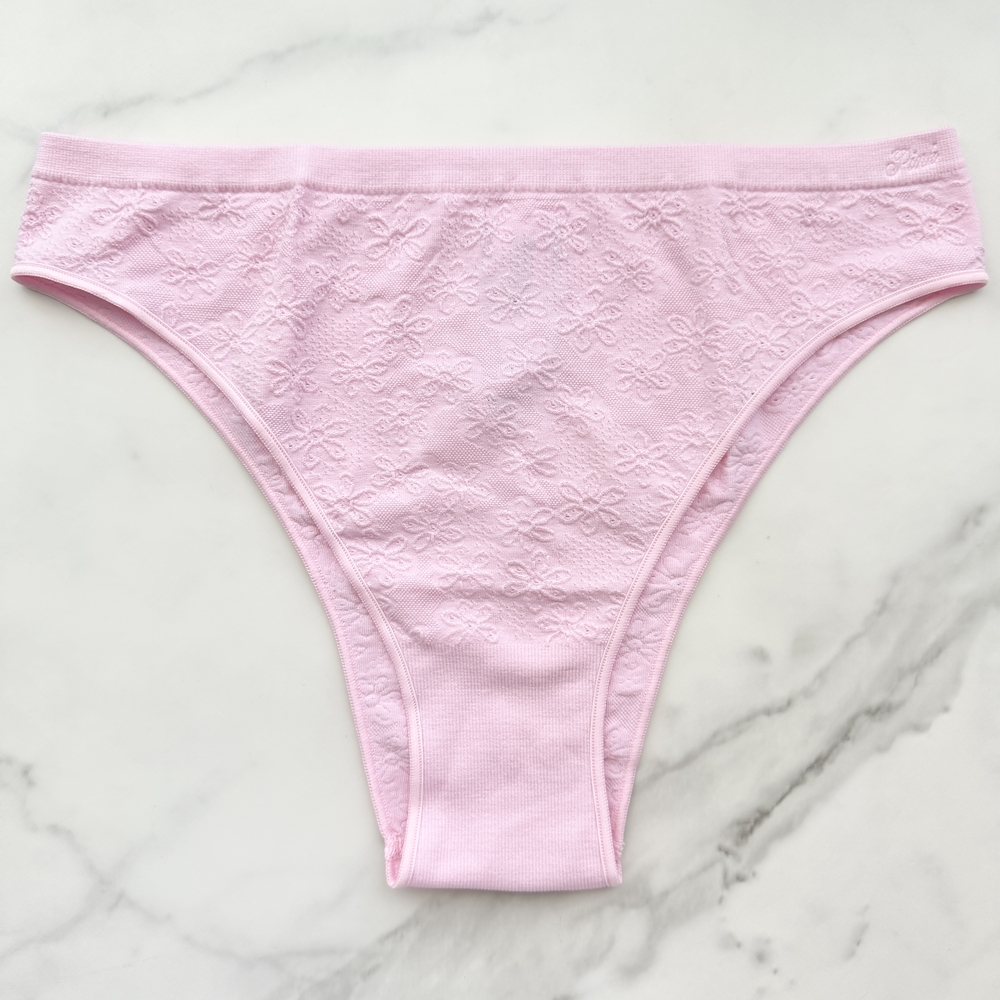 NWT PINK VICTORIA'S SECRET SEAMLESS DAISY POINTELLE BRAZILIAN PANTY IN PINK BUBB